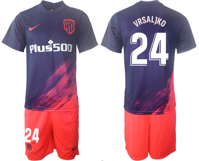 Men 2021-2022 Club Atletico Madrid away purple #24 Soccer Jersey